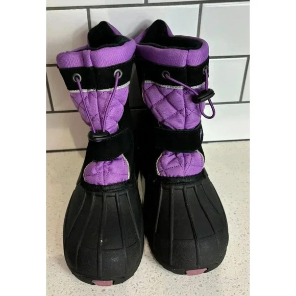 Totes Girls Juliet Water Resistant Leather Rain Snow Boots Purple Sz 4 - Picture 3 of 10